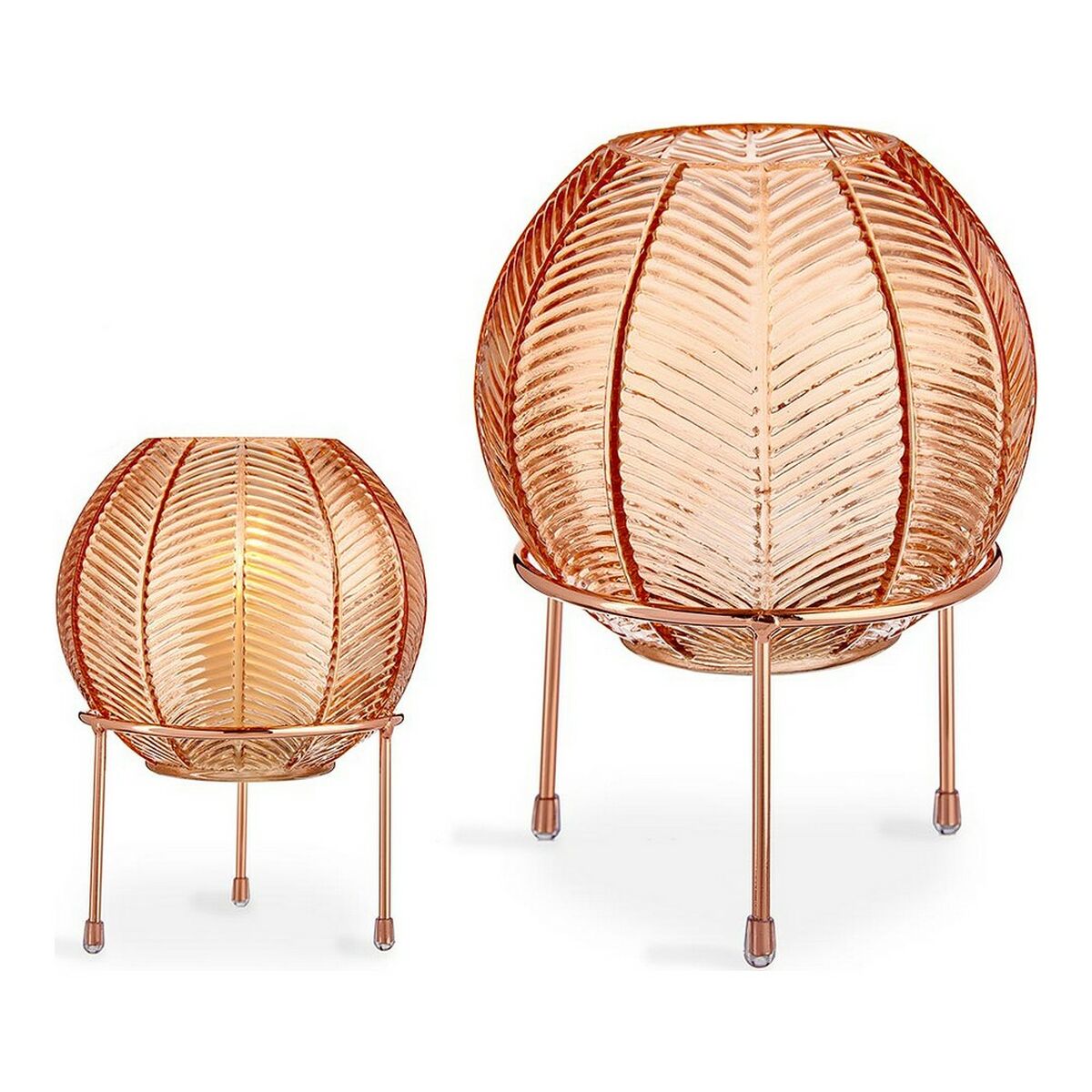 Vase Gift Decor Kupfer Bernstein Metall Glas Kugel 14,5 x 19,5 x 14,5 cm