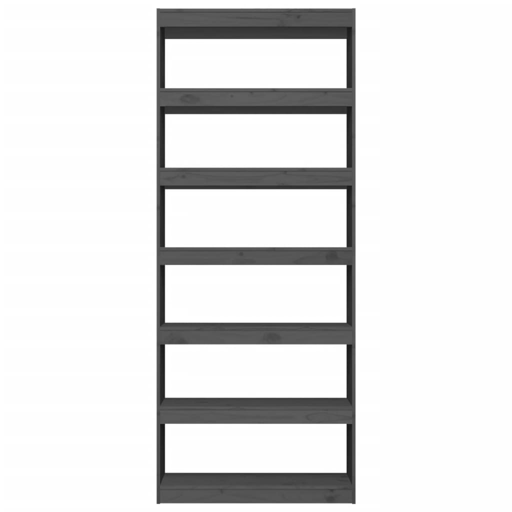 NNEVL Bücherregal/Raumteiler Grau 80x30x199,5 cm Massives Kiefernholz