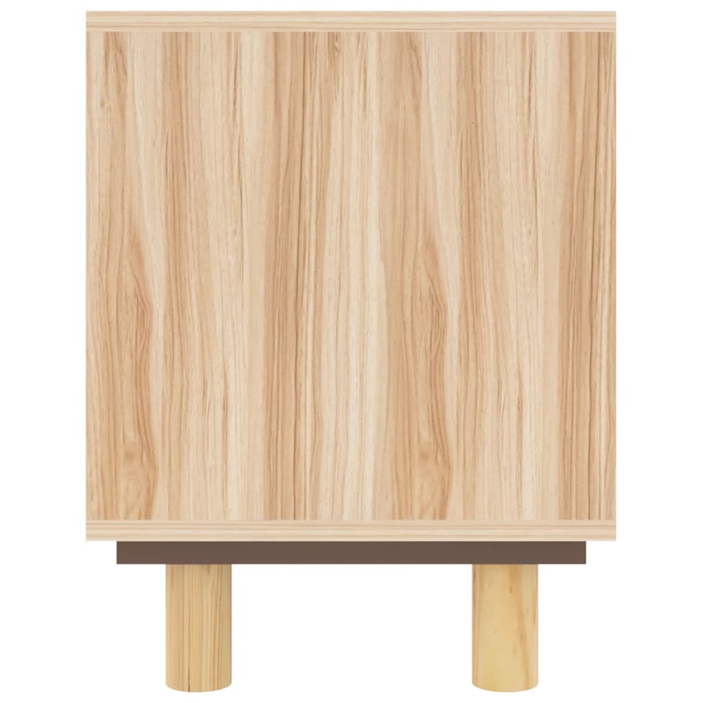 NNEVL TV-Schrank Braun 105x30x40 cm Massives Kiefernholz & Natürliches Rattan