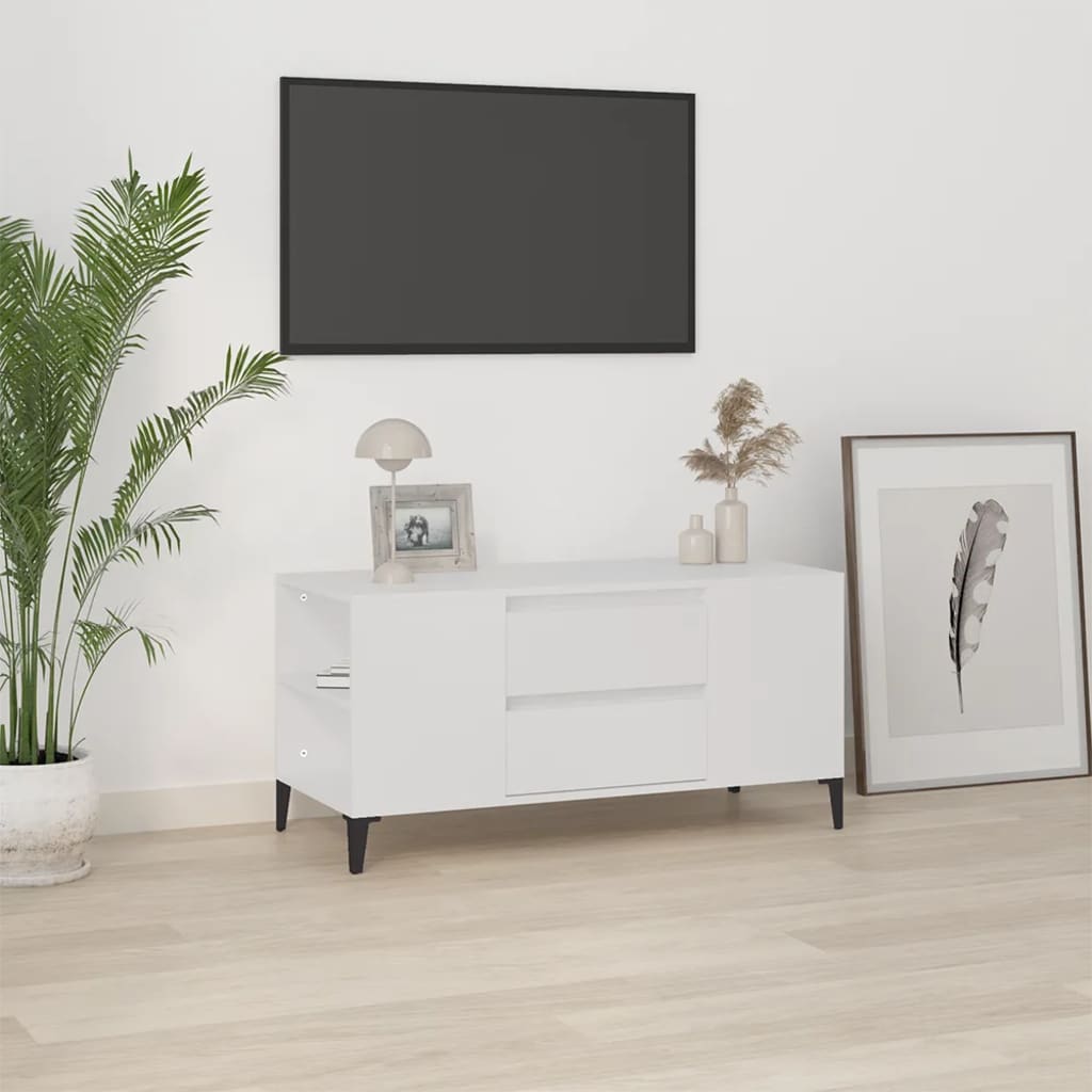 NNEVL TV-Schrank Weiß 102x44,5x50 cm Spanplatte