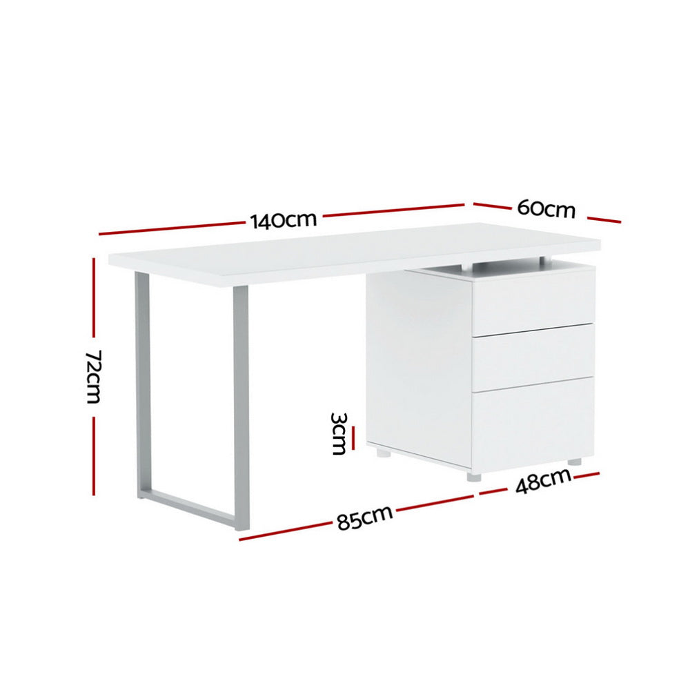 NNEDSZ Artiss Computer-Schreibtisch mit Schubladen Weiß 140CM