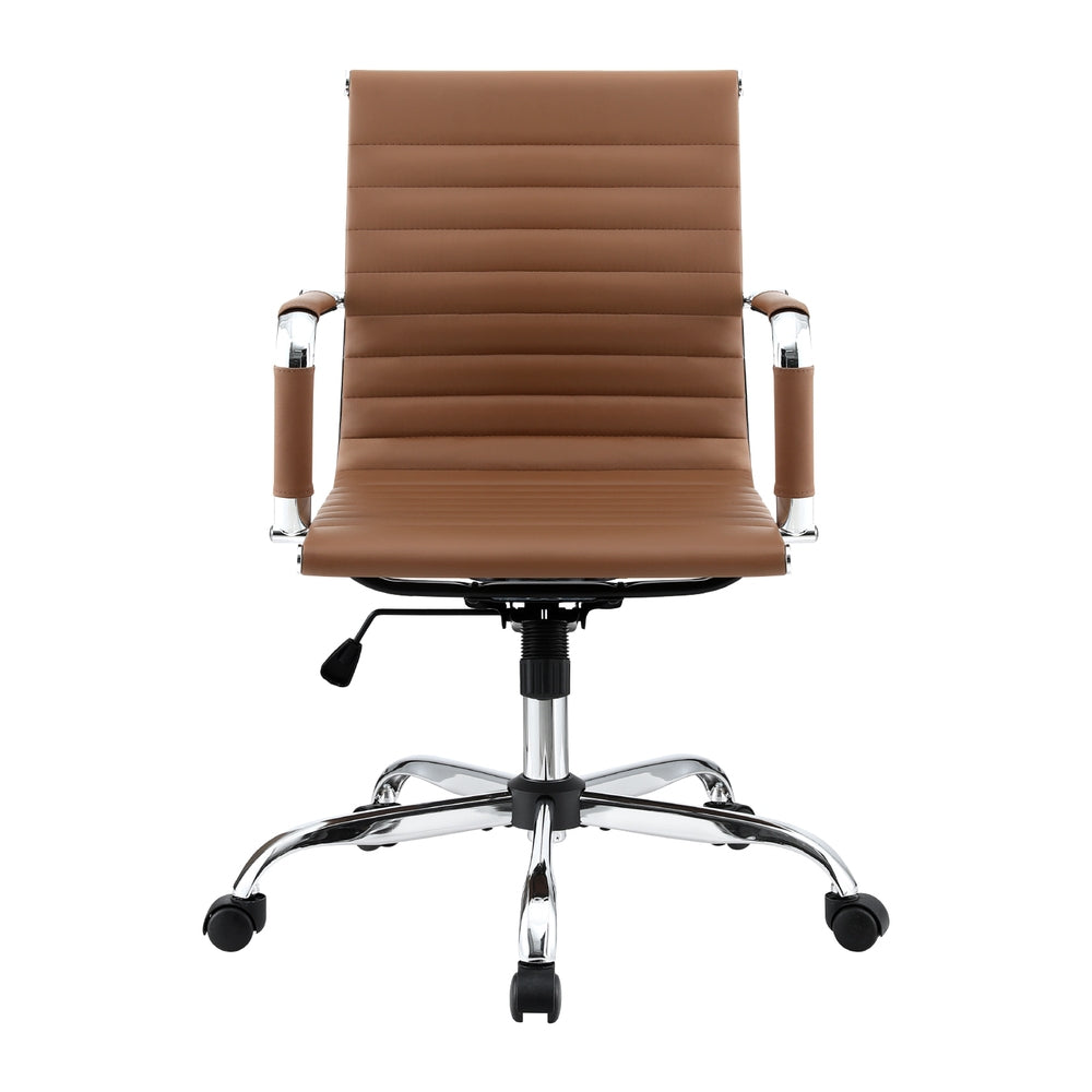 NNEDSZ Artiss Bürostuhl Konferenzstuhl PU-Leder Mid Back Braun