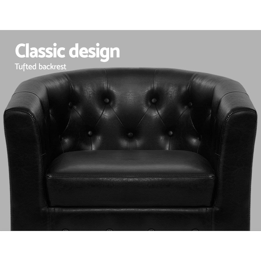 NNEDSZ Sessel Lounge-Stuhl Ottoman Tub Akzent-Stühle PU-Leder Sofa Sessel Schwarz