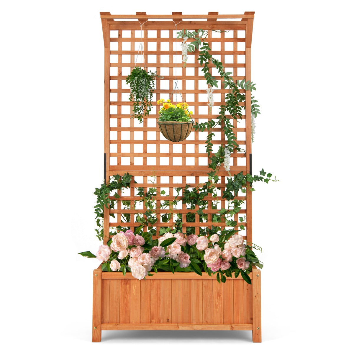 NNECW Erhöhtes Gartenbeet mit Spalier und Drainagelöchern für Garten/Terrasse Balkon