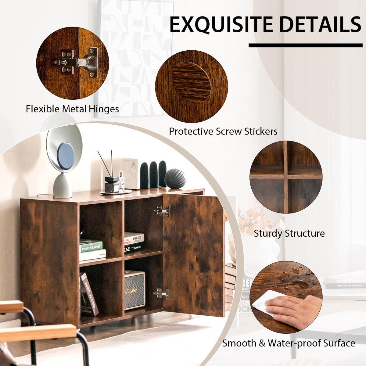 NNECW Mobiler Holz-Aktenschrank mit Rädern für Zuhause/Büro-Kaffee