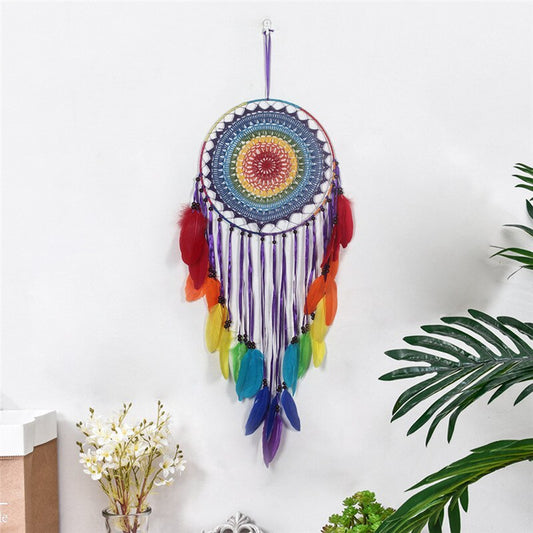 Pompons en plumes arc-en-ciel 35cm | Décor mural de mariage pour enfants, fait à la main, attrape-rêves indien, grande taille