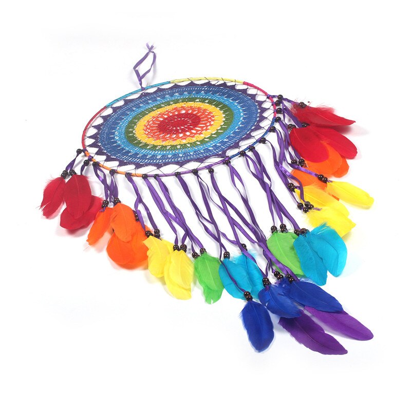 Pompons en plumes arc-en-ciel 35cm | Décor mural de mariage pour enfants, fait à la main, attrape-rêves indien, grande taille