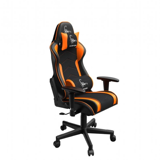 Gaming-Stuhl GEMBIRD SCORPION, schwarz, Netz, orange, mit Leder (GC-SCORPION-04X)