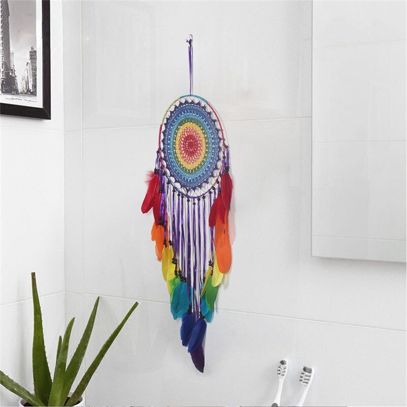Pompons en plumes arc-en-ciel 35cm | Décor mural de mariage pour enfants, fait à la main, attrape-rêves indien, grande taille