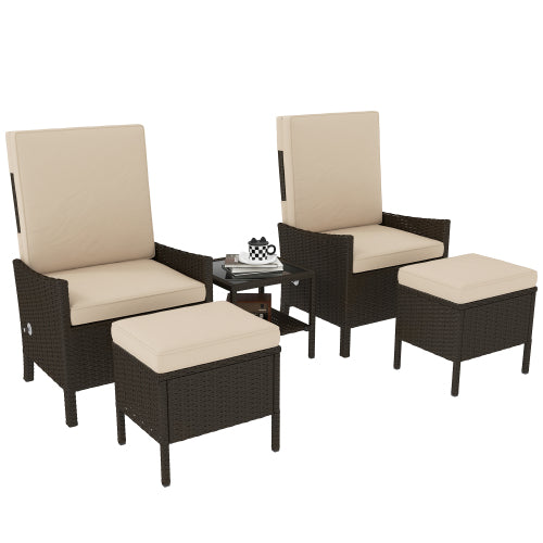 Outsunny 5-teiliges Rattan Gartenmöbel Set - Lounge Sitzgruppe