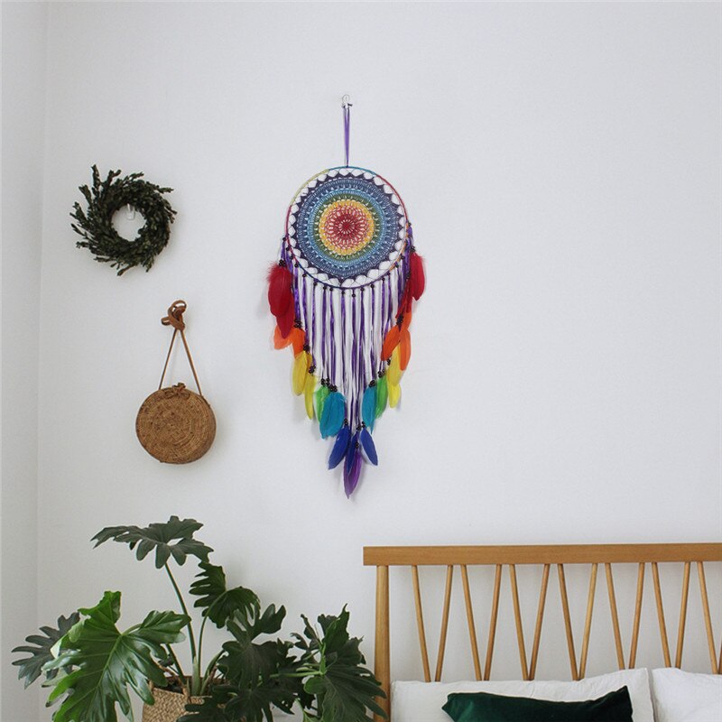 Pompons en plumes arc-en-ciel 35cm | Décor mural de mariage pour enfants, fait à la main, attrape-rêves indien, grande taille