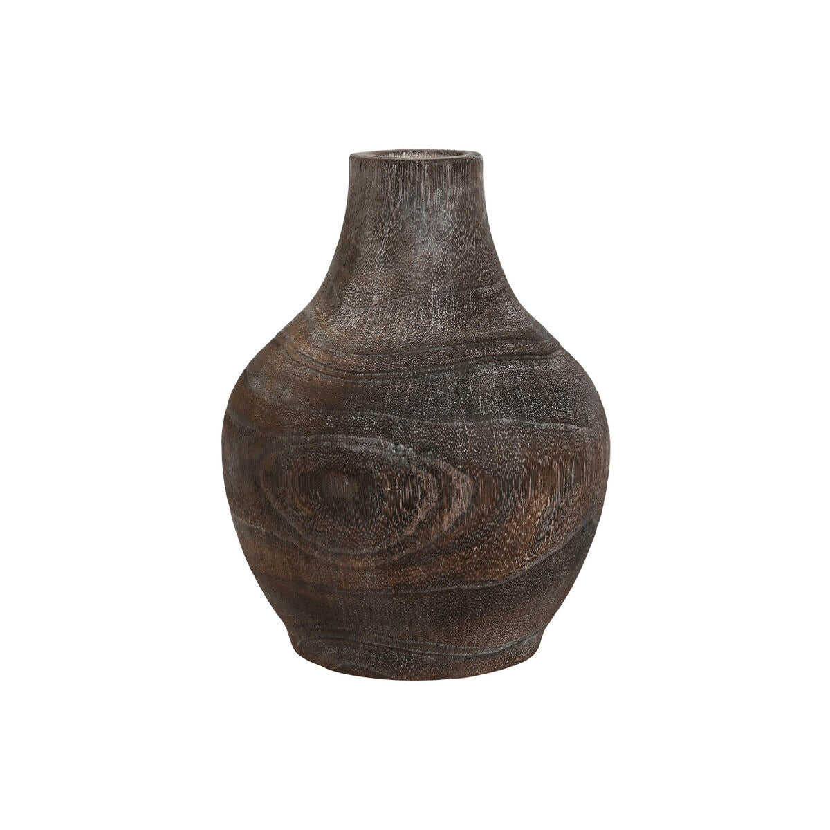 Vase Home ESPRIT Dunkelgrau Paulowniaholz Colonial Antik-Finish 16 x 16 x 24 cm