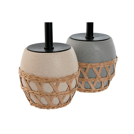 WC-Bürste Home ESPRIT Schwarz Grau Creme Faser Dolomit 11 x 11 x 38 cm (2 Einheiten)