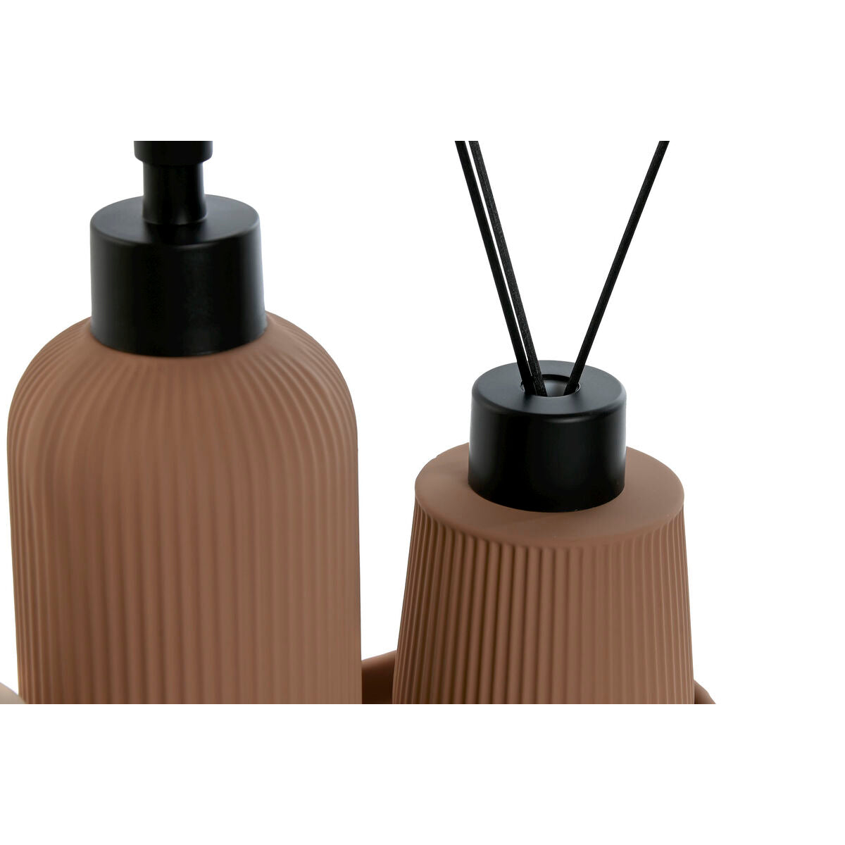 Badezimmer-Set Home ESPRIT Creme Terrakotta ABS Dolomit 17 x 9 x 2 cm 3 Teile (2 Einheiten)