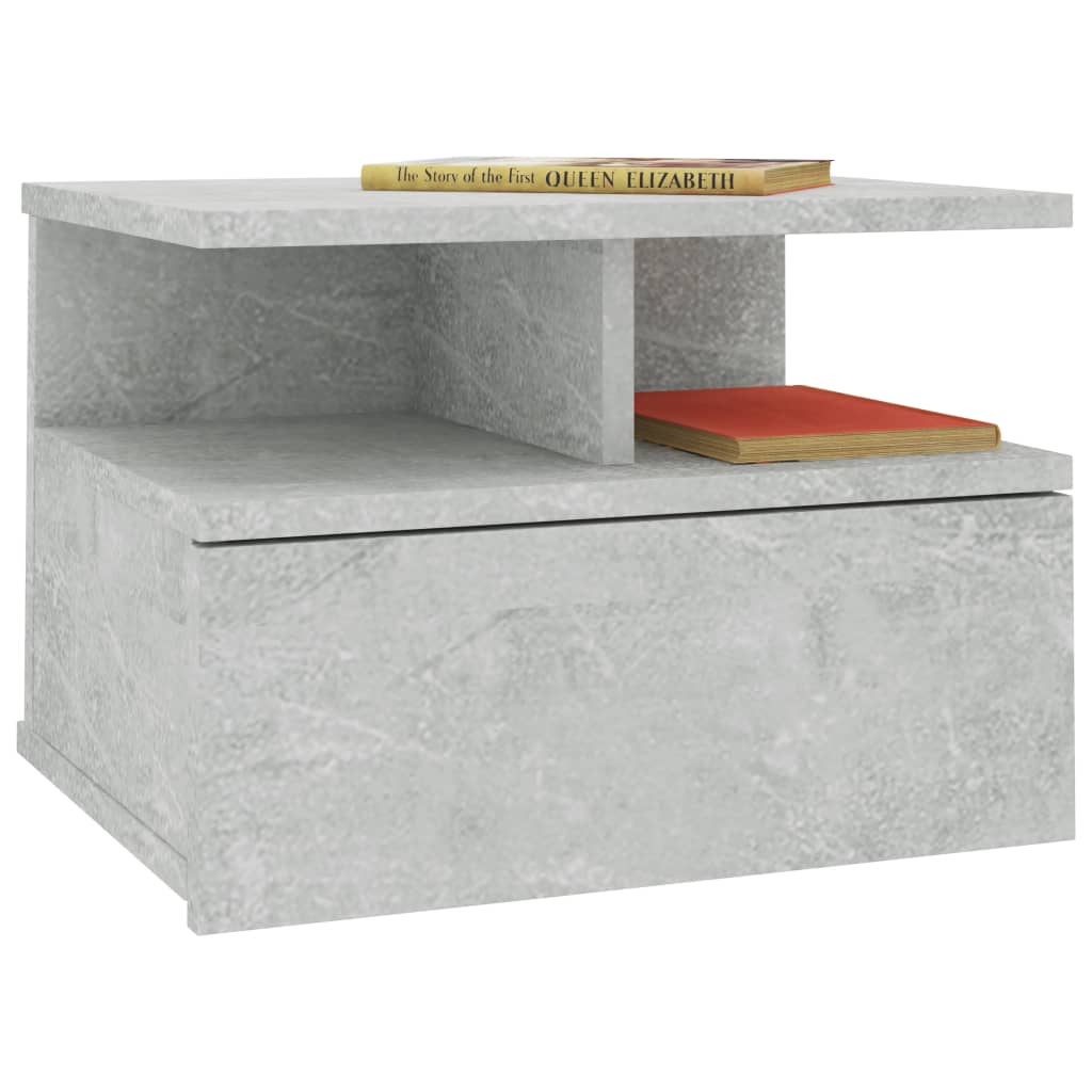 NNEVL Schwimmender Nachttisch Betongrau 40x31x27 cm Spanplatte