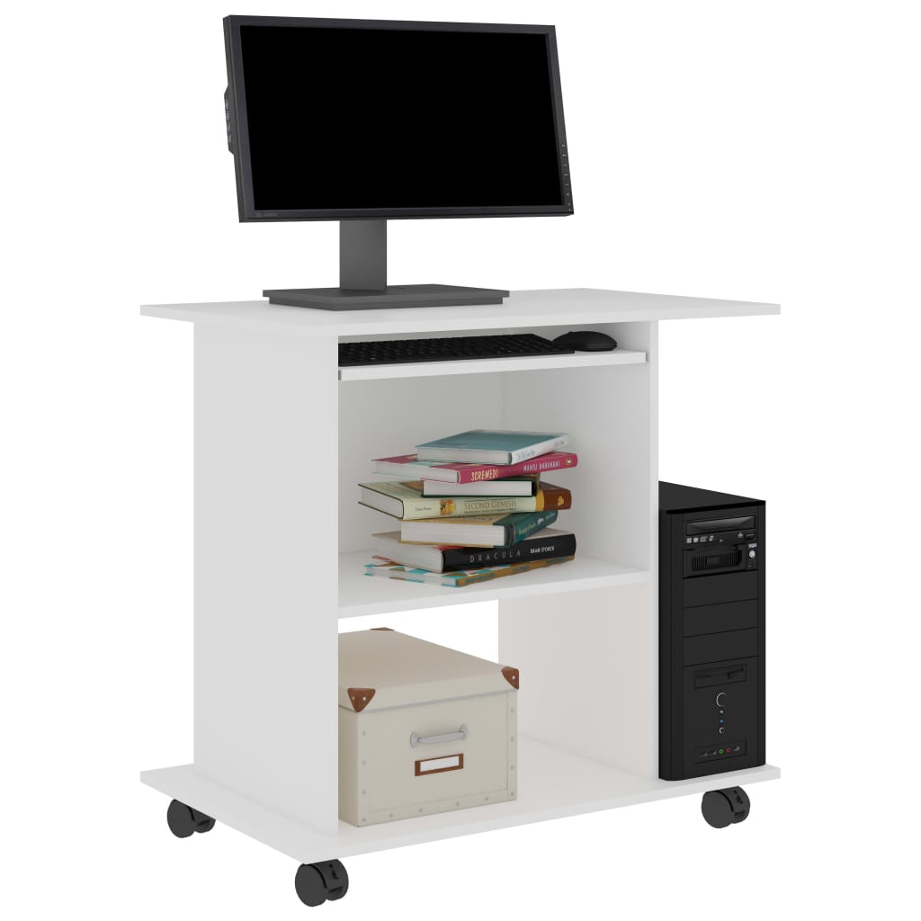 NNEVL Computer-Schreibtisch Weiß 80x50x75 cm Spanplatte