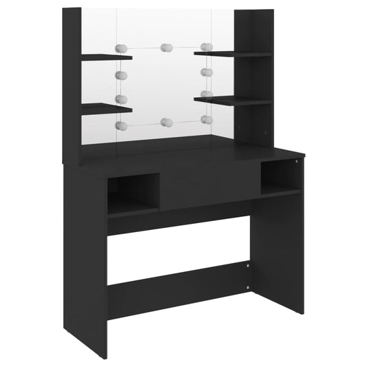 NNEVL Schminktisch mit LED-Beleuchtung 100x40x135 cm MDF Schwarz