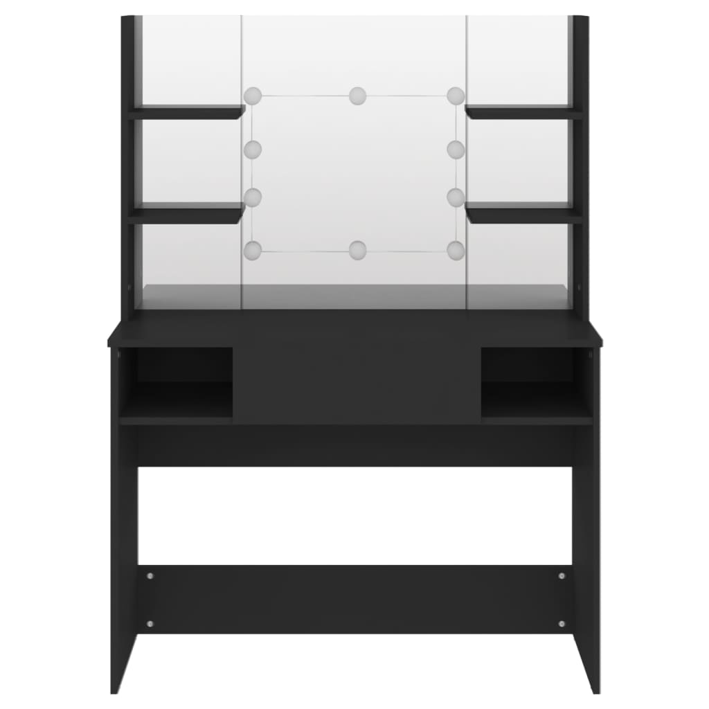 NNEVL Schminktisch mit LED-Beleuchtung 100x40x135 cm MDF Schwarz