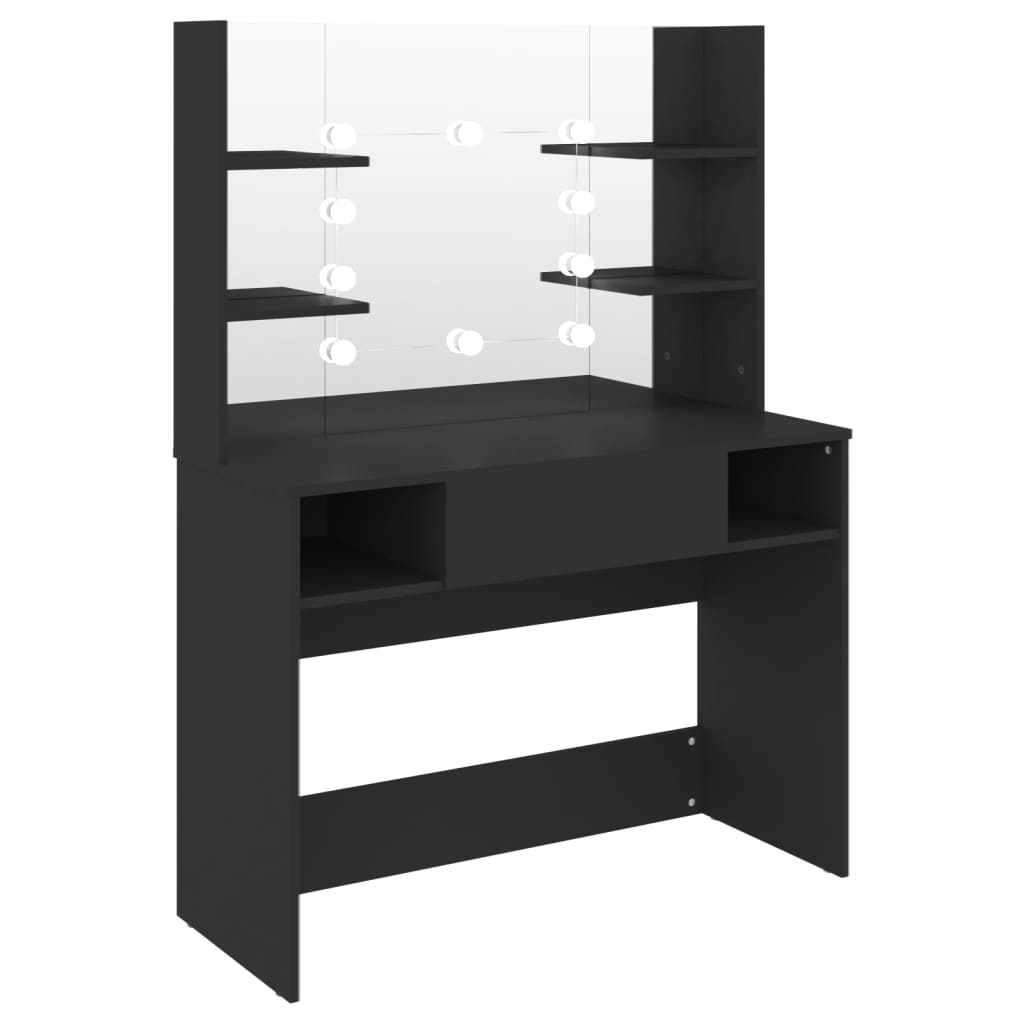 NNEVL Schminktisch mit LED-Beleuchtung 100x40x135 cm MDF Schwarz