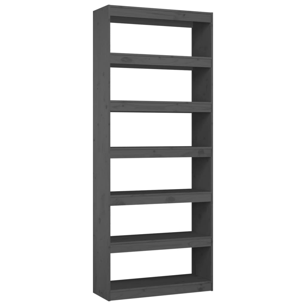 NNEVL Bücherregal/Raumteiler Grau 80x30x199,5 cm Massives Kiefernholz