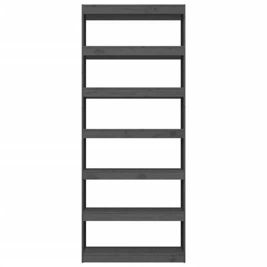 NNEVL Bücherregal/Raumteiler Grau 80x30x199,5 cm Massives Kiefernholz