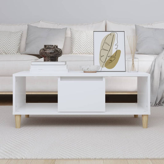NNEVL Couchtisch Weiß 90x50x36,5 cm Spanplatte