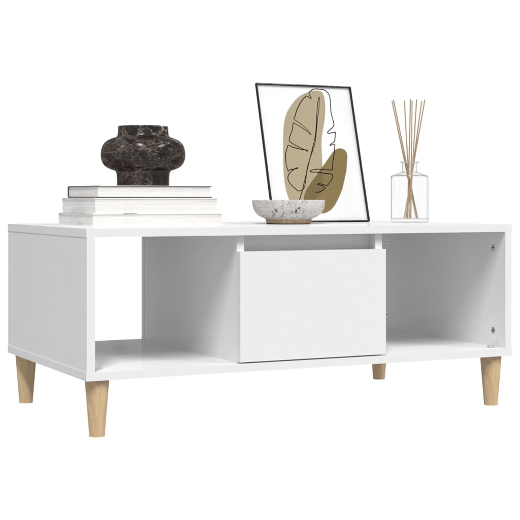 NNEVL Couchtisch Weiß 90x50x36,5 cm Spanplatte