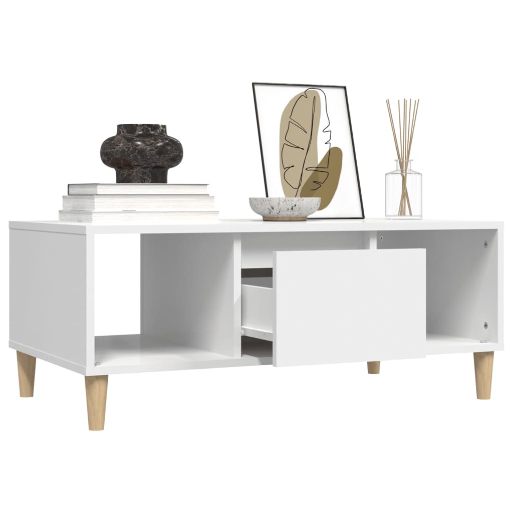 NNEVL Couchtisch Weiß 90x50x36,5 cm Spanplatte