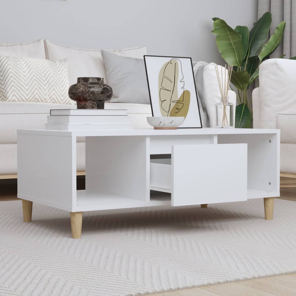 NNEVL Couchtisch Weiß 90x50x36,5 cm Spanplatte
