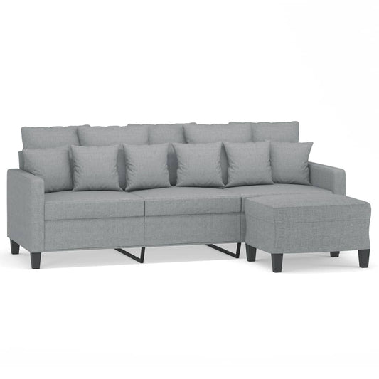 NNEVL 3-Sitzer Sofa mit Fußhocker Hellgrau 180 cm Stoff