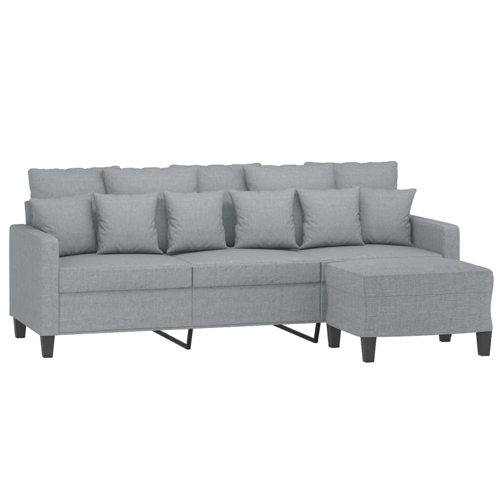 NNEVL 3-Sitzer Sofa mit Fußhocker Hellgrau 180 cm Stoff