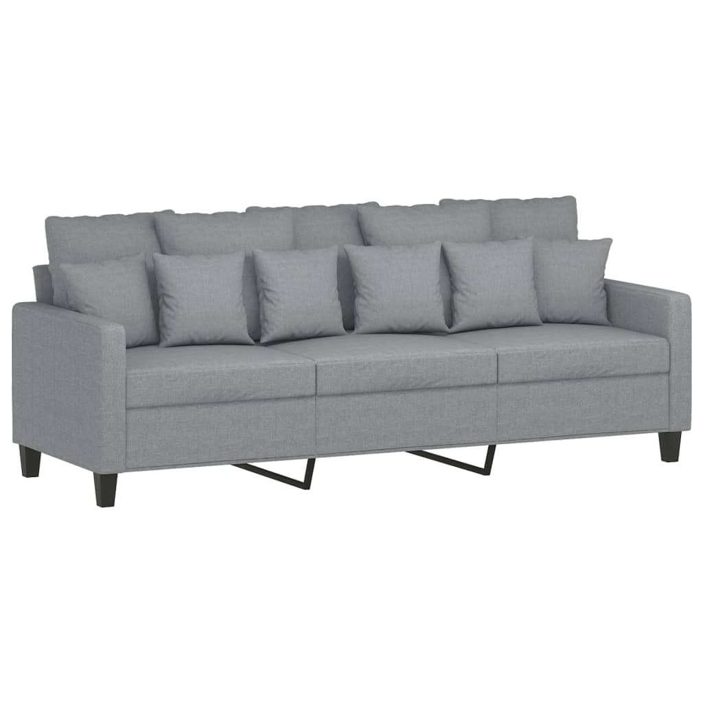 NNEVL 3-Sitzer Sofa mit Fußhocker Hellgrau 180 cm Stoff