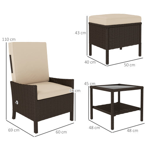 Outsunny 5-teiliges Rattan Gartenmöbel Set - Lounge Sitzgruppe