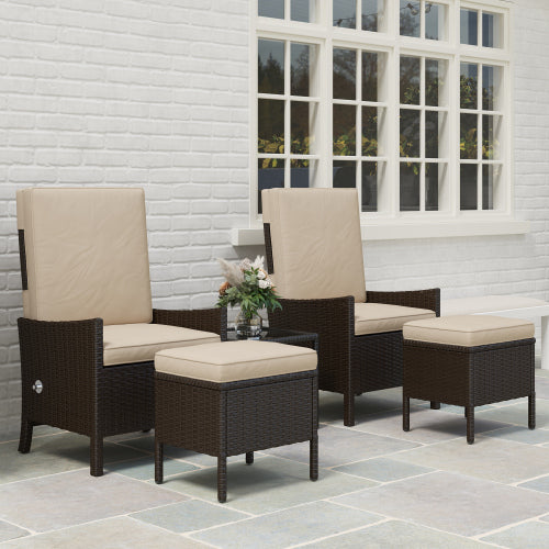 Outsunny 5-teiliges Rattan Gartenmöbel Set - Lounge Sitzgruppe
