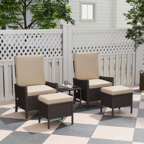 Outsunny 5-teiliges Rattan Gartenmöbel Set - Lounge Sitzgruppe
