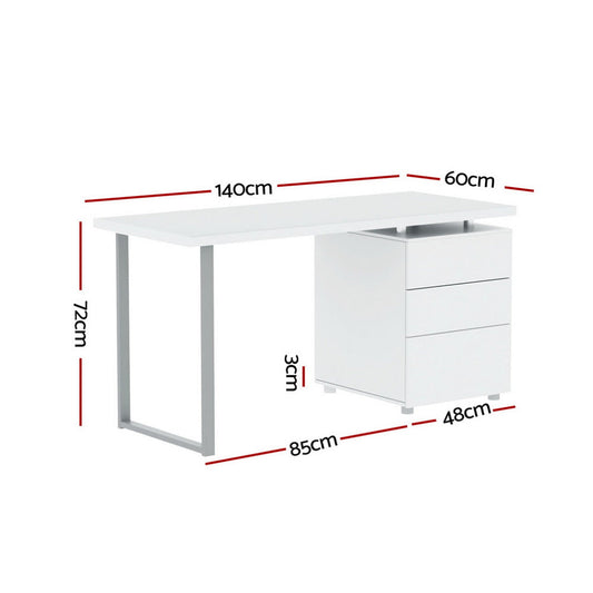 NNEDSZ Artiss Computer-Schreibtisch mit Schubladen Weiß 140CM
