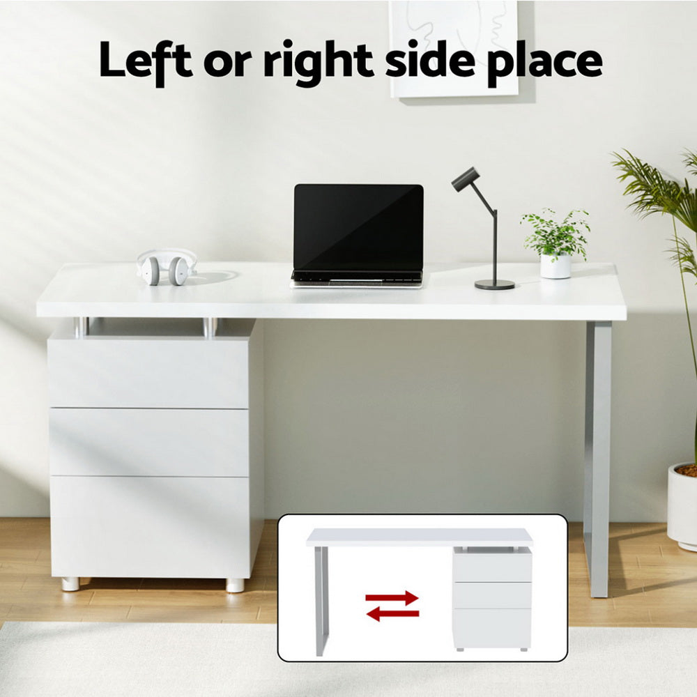 NNEDSZ Artiss Computer-Schreibtisch mit Schubladen Weiß 140CM