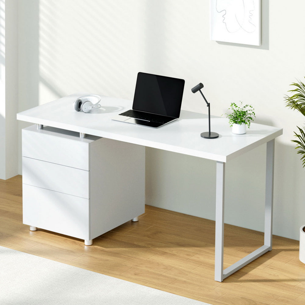 NNEDSZ Artiss Computer-Schreibtisch mit Schubladen Weiß 140CM