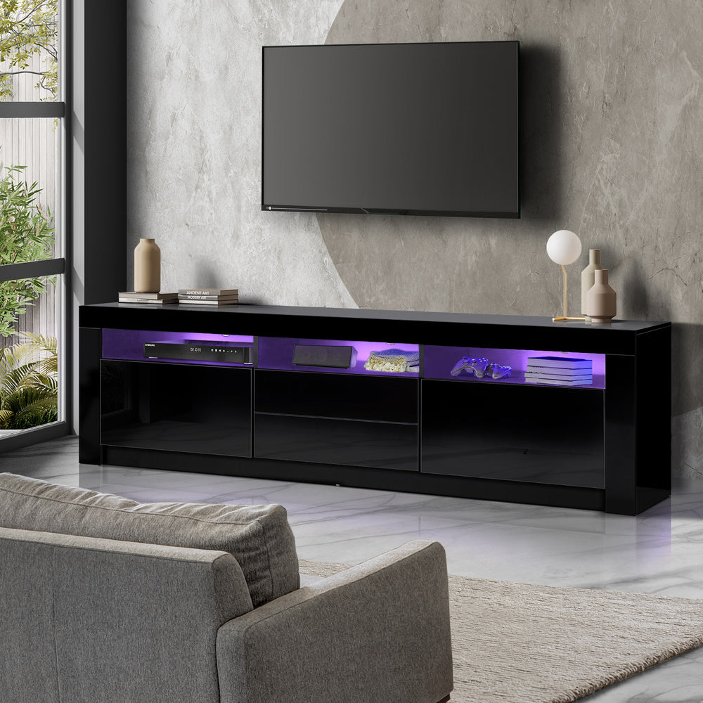 NNEED TV-Schrank RGB LED Hochglanz Schwarz 180CM