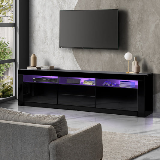 NNEED TV-Schrank RGB LED Hochglanz Schwarz 180CM
