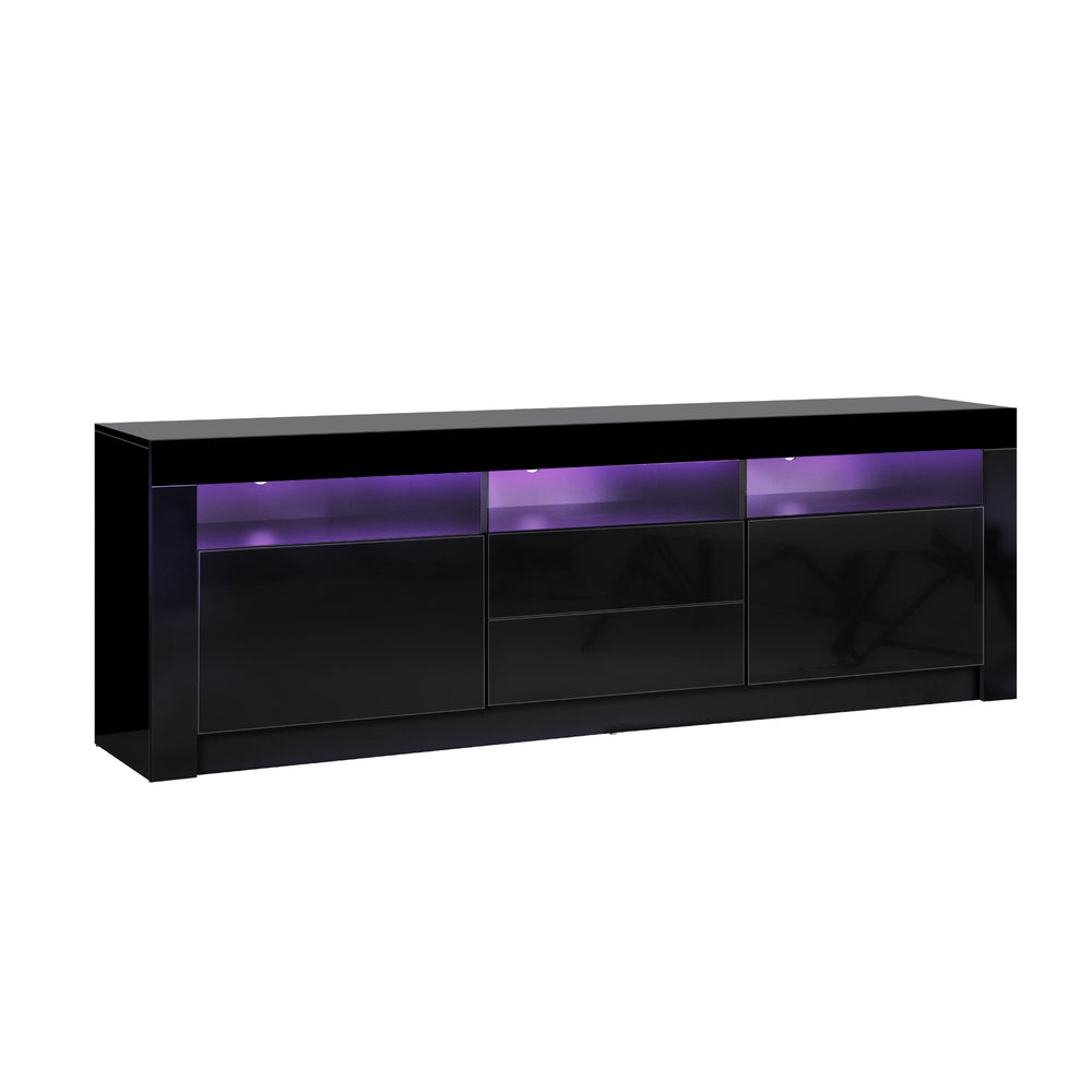 NNEED TV-Schrank RGB LED Hochglanz Schwarz 180CM