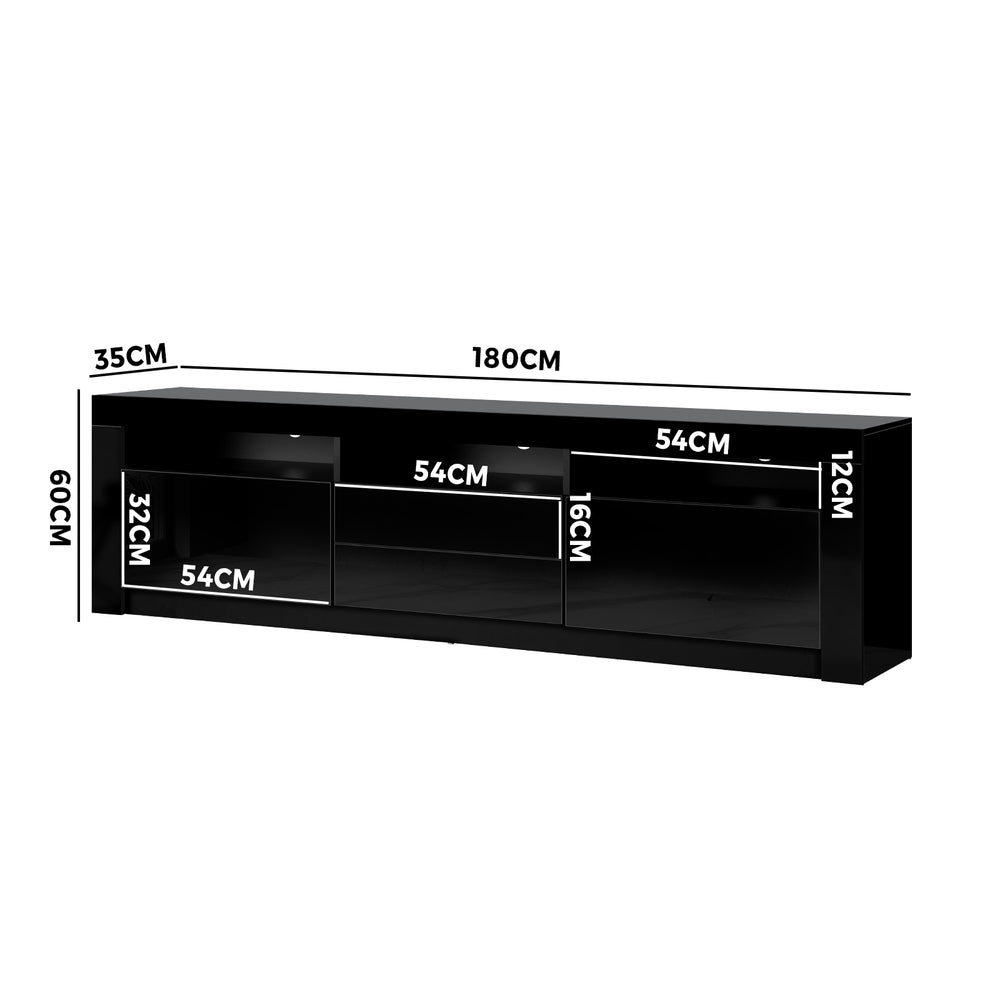 NNEED TV-Schrank RGB LED Hochglanz Schwarz 180CM