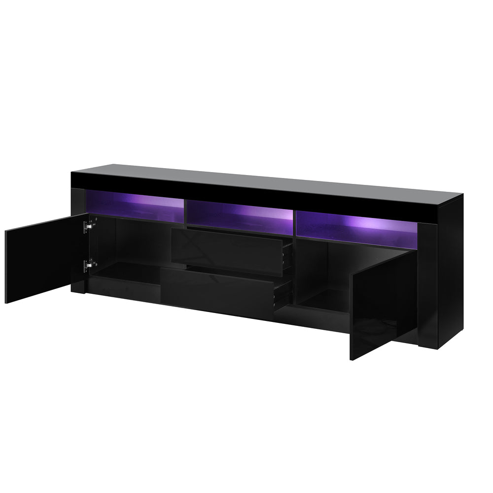 NNEED TV-Schrank RGB LED Hochglanz Schwarz 180CM