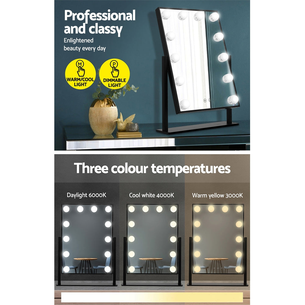 NNEDSZ LED Steh-Schminkspiegel - Schwarz