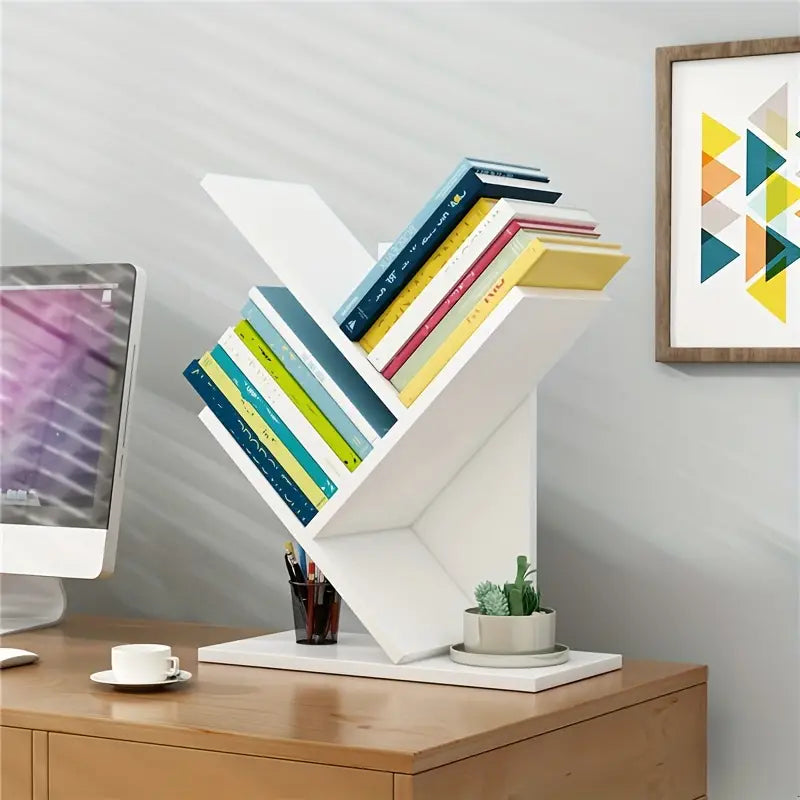 Ein Minimalistentraum: ein wunderschön gefertigtes Holz-Bücherregal für Ihren Schreibtisch