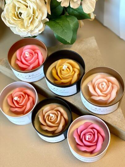 Blume im Glas Kerze – Handgefertigte Sojawachs Duftkerze Geschenk