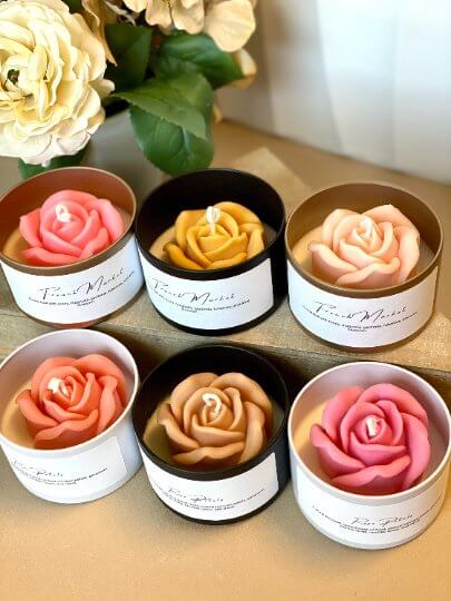 Blume im Glas Kerze – Handgefertigte Sojawachs Duftkerze Geschenk