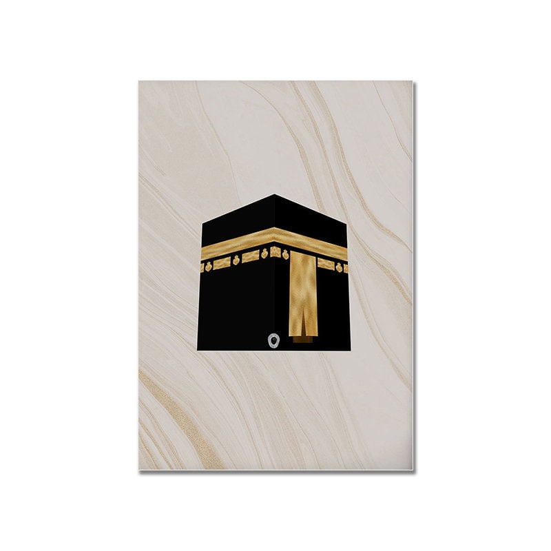 Poster Islam Kalligraphie Moschee Mekka Kaaba I Wandbilder Wohnzimmer & Schlafzimmer I Wand Deko I Kunst Druck I ohne Rahmen