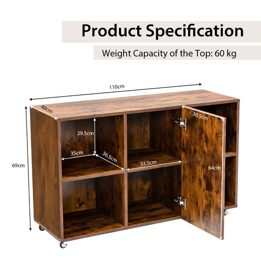 NNECW Mobiler Holz-Aktenschrank mit Rädern für Zuhause/Büro-Kaffee